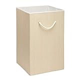 Honey-Can-Do HMP-01453 Sturdy Resin Hamper with Rope Handles, Natural, 1-Bin, Folding Single Hamper , Beige