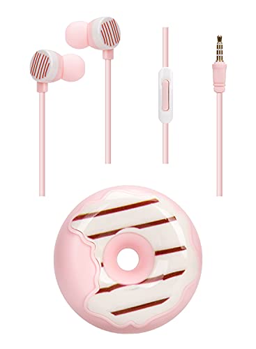 Kids Earbuds with Case Cute Earbuds with Mic Microphone for School Wired Headphones for Girls Boys Adults (Pink)