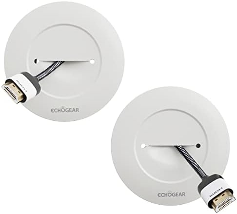 ECHOGEAR TV Cord Hider for Wall Mounted TV - Off-White Cable Management Kit Hides TV Wires Behind The Wall- Includes 2 Pass Throughs, Locking Brackets, and Hole Saw Drill Attachment for Easy Install