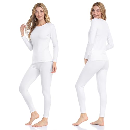 Image of WEERTI Thermal Underwear for Women Long Johns with Fleece Lined Long Underwear Set Cold Weather Pajamas Top Bottom