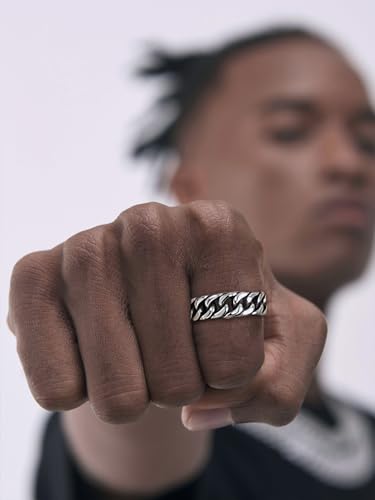 ChainsHouse Stainless Steel Band Cuban Link Ring for Men Women, 6.4MM-7MM Wide, Size 07-14, with Gift Box2