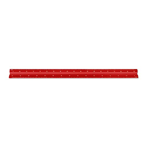 Image of Alumicolor Aluminum Architect Metric Solid Drafting Scale, 30 Centimeter, Red