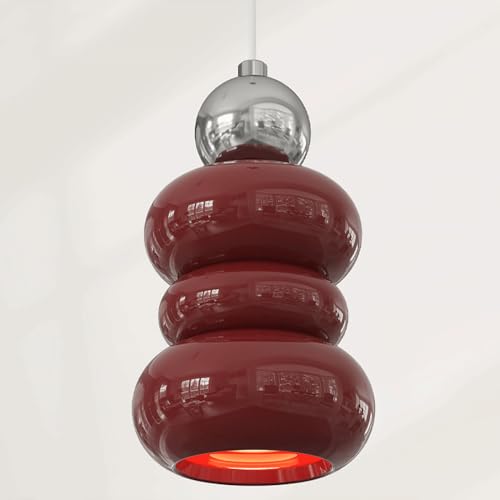 Suspension E27 rouge en métal chromé et résine design pour chambre