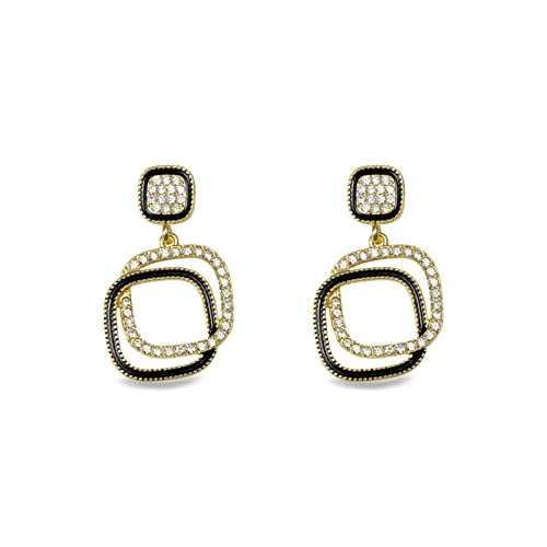 Boucles d'oreilles double couche en argent 925 strass diamant pour femme