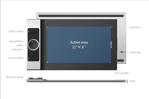 XP-PEN Deco Pro MW Grafiktablett Bluetooth Pen Tablet 11″ x 6″ zum Malen und Fotobearbeitung Zeichentablett mit Neigung 8 Tasten und 2 Scrollräder Ideal für Home-Office & E-Learning ✪ - 2
