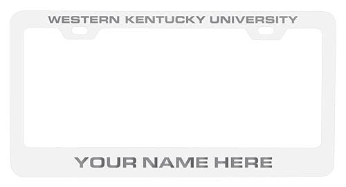 Western Kentucky Hilltoppers Customizable Engraved Metal License Plate Frame White Officially Licensed Collegiate Product