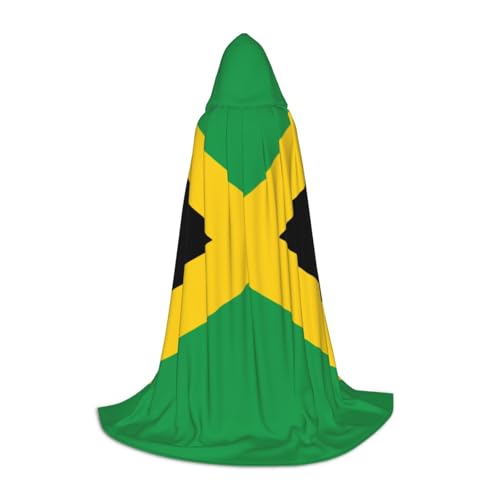 Cape à capuche drapeau Jamaïque longue pour déguisement d'Halloween