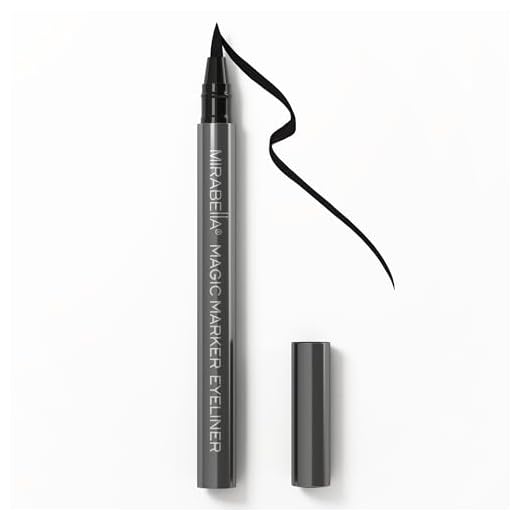 Mirabella Black Magic Marker Liquid Eyeliner - Perfect Brush-Tip for Precise and Controlled Application - Long-Lasting liquid, and Waterproof Color, Smudgeproof- No Tugging, Skipping, or Flaking