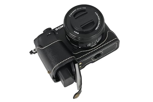 Funda para cámara Sony Alpha A6400 de cuero PU negro miniatura 4
