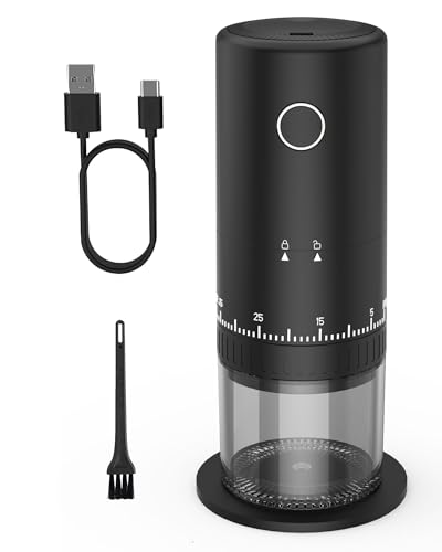Erste Aufladbare Kaffeemühle mit Mahlfunktion während des Ladevorgangs, 1,7X Schnellere Mahlleistung mit 38 Externen Einstellmöglichkeiten, Keramikmahlwerk & 2000mAh Akku, Tragbar für Reisen, Camping