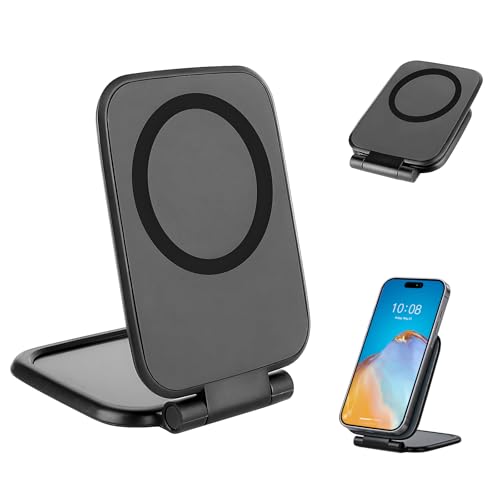 Magnetic Phone Holder for Car, Ultra Thin 3.5mm Foldable Car Phone Holder Mount, 270° Anti-Shake Phone Cradle Compatible with iPhone 17/16/15 & Android, Strong Vhb Adhesive for Laptop/Tablet/Home