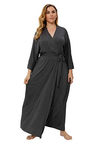 Super Shopping-Zone Women's Plus Size Long Robes Kimonos Plus Size Maternity Robes Delivery Robes Sleepwear,Grey 3X #TOP3