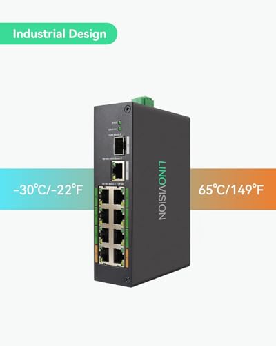 Image of LINOVISION Industrial 8-Port EOC & POE Switch with 6pcs EOC Transmitters, Long Reach PoE Over Coax or UTP Cable, Simplified Wiring, Upgrading Analog System to IP Surveillance System