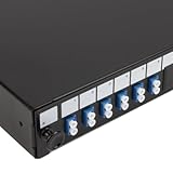 CONNECTIVITÉ PROFESSIONNELLE - Panneau de brassage fibre optique 1U 19 pouces équipé de 6 adaptateurs LC duplex monomode préinstallés, prenant en charge jusqu'à 12 fibres optiques pour centres de données et armoires réseau