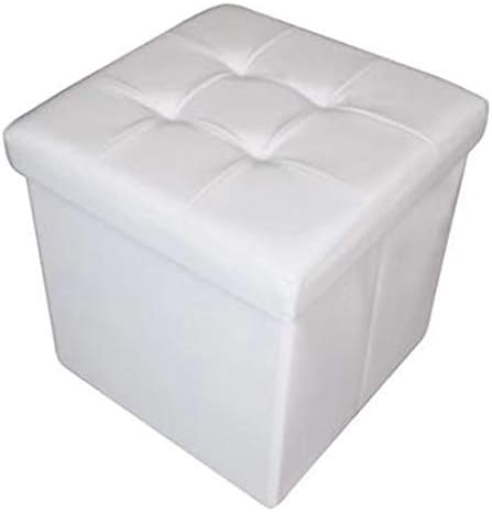 HomeHarmony Folding Storage Ottoman Seat, Stool, Toy Storage Box Faux Leather (Black large)