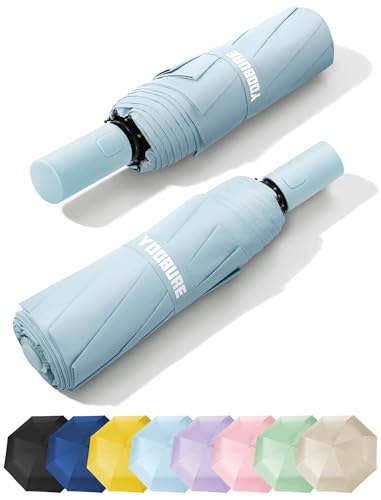 Yoobure Automatic Travel Umbrellas for Rain - Portable & Compact Umbrella for Backpack Car UV Umbrellas for Sun Protection Windproof Folding Small Umbrella in Macaron for Kids Women Colorful