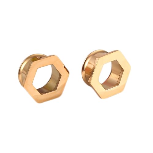 Grewod プラグゲージ 耳用 ステンレススチール イヤーゲージ 男女兼用 マルチカラー 中空 六角形 イヤートンネル 1組 6mm - 25mm, 5/8"(16MM), ステンレス鋼, 宝石なし