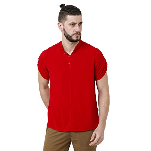 Image of Identiti Short Sleeves Solid Slim Fit 100% Viscose Casual Shirt /Kurta for Men