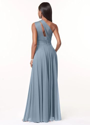 One Shoulder Bridesmaid Dresses for Women Chiffon Formal Wedding Dress with Pockets Ruched Bridesmaid Dress M282