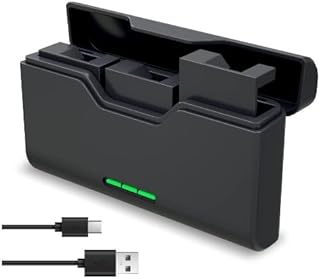 Battery Charger for GoPro HERO 7, HERO7 Black, GoPro HERO7 White, GoPro HERO7 Silver - Charge 3 Batteries at a time - Fast USB C Cable included - SD Card Storage Slots