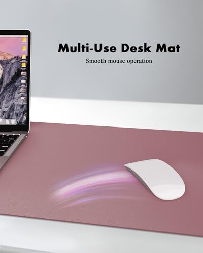 Image of YSAGi Double-Sided Desk Pad, 31.5 inchx15.7 inchLeather Desk Mat, Eco Cork Desk Pad Protector,Large Mouse Pad,Waterproof Desk Blotter for Office /Home(Dark Pink)