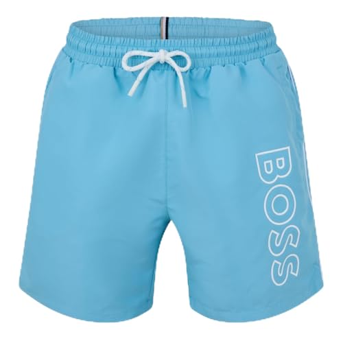Image of BOSS Mens Swim Shorts with Logo Detail (Stormfish) Aqua 455 L