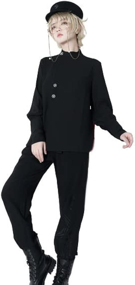 Amazon | [RomelCheo] ゴシックパンクスタンドカラーシャツ モック