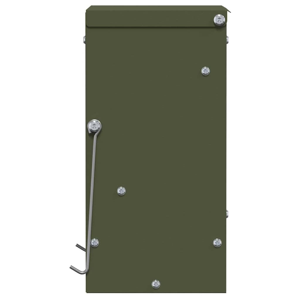 Comedero para conejos verde oliva de acero laminado en frío, 20 x 12,5 x 25 cm, resistente a la intemperie, con gancho y drenaje, para interior y exterior, capacidad de 3 kg