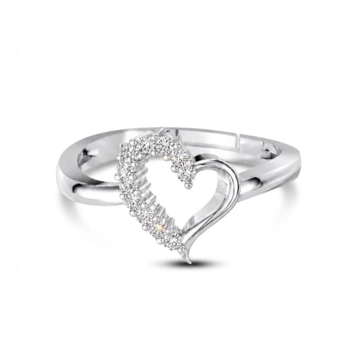 Image of Miss Highness 925 Sterling Silver Ring for Women | Adjustable Heart Ring | Certified Pure Silver Jewellery | Office Wear Finger Rings | Gift for Wife, Girlfriend, Anniversary & Girls Birthday