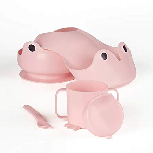 Ikea 4-Piece Eating Set, Polyethylene Plastic, BPA Free,Pink(Bowl, Spoon, Mug,bib) with TSS Cotton Balls(5 Pieces)-image-3