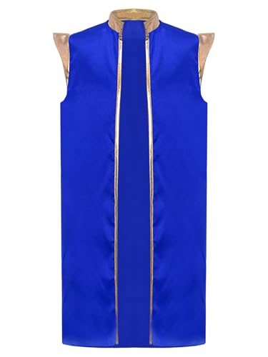 renvena Boys Arabian Prince Vest Halloween Kids Long Sleeveless Open Front Golden Dressy Waistcoat