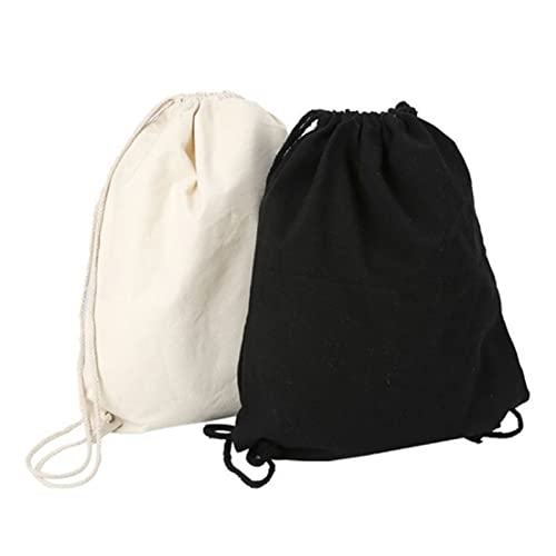 Petit Sachet Tissu 3PC Toile Bag Eauvers Cordon Armée Poches Créatif Custom Creative Shopping Student Sac à Dos Sac à Dos de Coton Sacs Cadeaux en Mousseline de Coton (Color : White) Cover