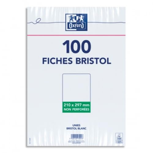 Lot de 5 Oxford - Sachet de 100 fiches bristol blanches uni A4 210 x 297 mm