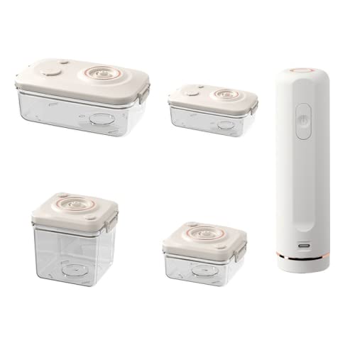 Lownrain Food Storage Vacuum Sealed Container With Electric Vacuum Pump Bpa-Free, Various Sizes To Keep Food Fresher (4 Piece Set With Electric Vacuum Pump) #TOP1
