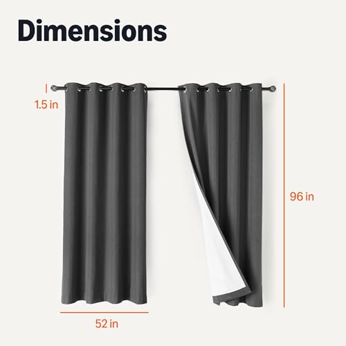 Image of Amazon Basics 100% Blackout Curtains with Grommets, 52 x 96 Inches, Black, 2 Panels