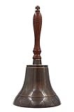 Large & Heavy Solid Brass Loud Hand Call Bell for Weddings, Christmas, School 11'(H) 5'(D) Antique Brass by The Metal Magician