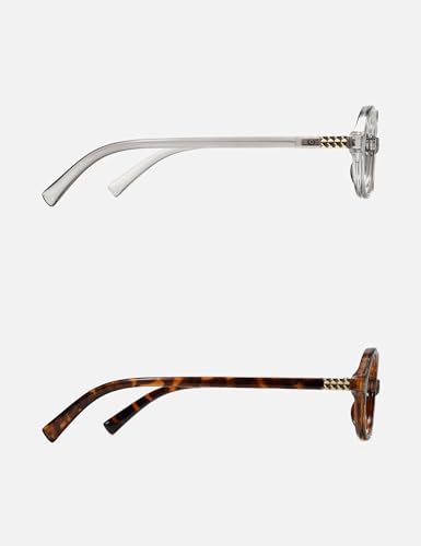 Image of Slocyclub 2 pack Oval Blue Light Blocking Glasses for Women | Filters harmful blue light, reduces eye strain, Vintage oval frame, Lightweight for daily wear