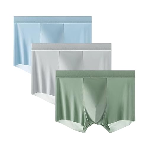 Mens Underwear Boxer Briefs Ice Silk Underwear For Men Seamless Trunks…