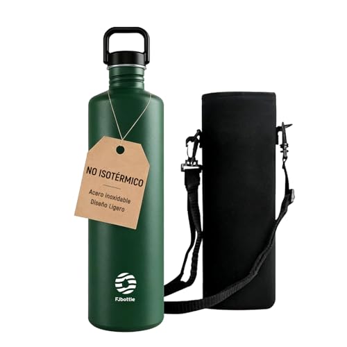 Healter-Botella Agua Acero Inoxidable 2 Litros de Pared Simple Sin Aislamiento Cantimplora Reutilizable y Hermética para Fitness, Actividades al Aire libre e Hidratación(Verde)