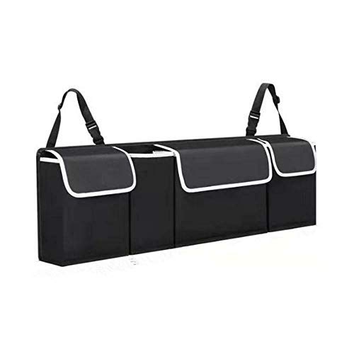 Newin Star Cargador del Coche Organizador, organizadores Maletero del Coche 4 Bolsillos Grandes de Almacenamiento de la Bolsa del Bolsillo del Asiento Trasero de la Percha para los Ahorro de Espacio