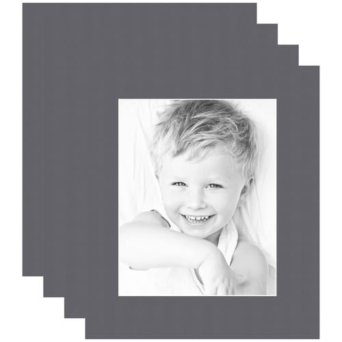 8x10 Granite/Mountain Grey Custom Mat for Picture Frame with 4x6 Opening Size (Mat Only, Frame NOT Included) - 4 Pack