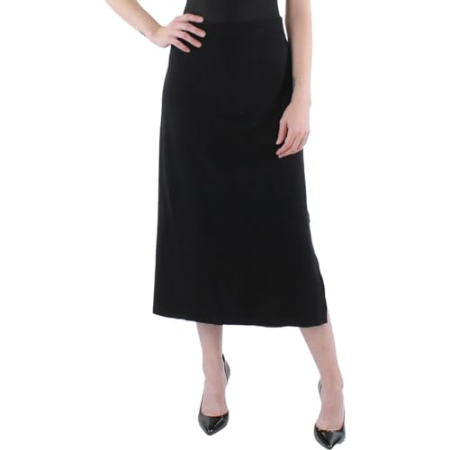 Anne Klein Womens Knit A-Line Midi Skirt Black XL