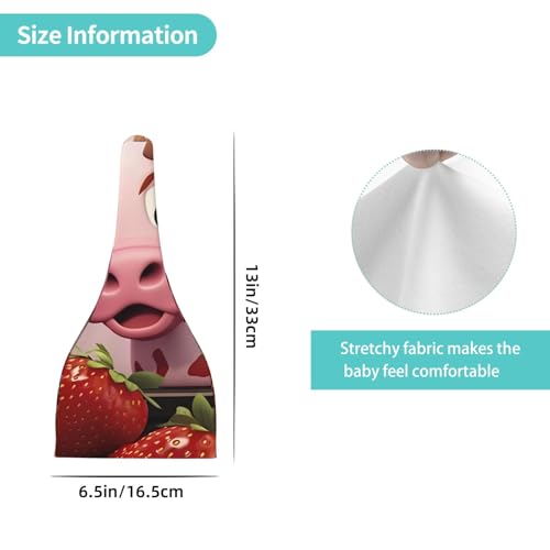 Pink Cow with Strawberries Print Newborn Baby Hat, Soft Top Knotted Beanie Cap, Cute Infant Headwear for 0-6 Months Welcome Party4