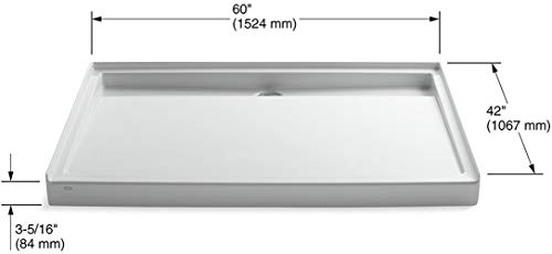Kohler K-9996-0 Groove 60-Inch X 42-Inch Single Threshold Shower Base With Rear Center Drain, White #TOP1