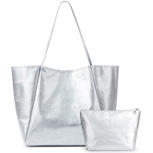 Image of KALIDI PVC Tote Bag Women Large Kraft Paper Travel Beach Bag Jelly Purses