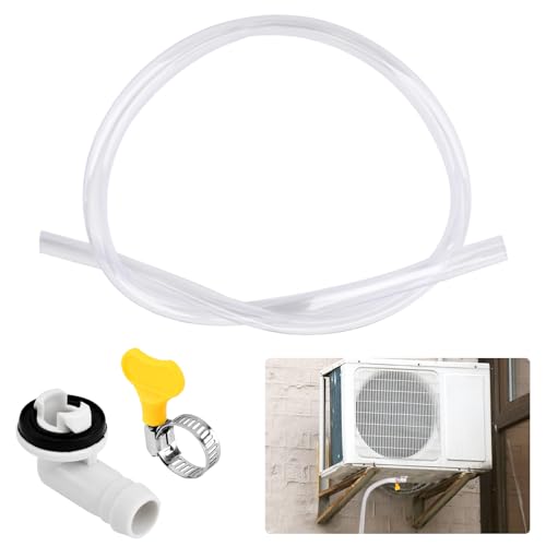 QWLWBU Air Conditioner Drain Hose,3/10 Ft Portable AC Drain Hose Universal Air Conditioner Drains Kit Replacement with Hose Connector and Clamp,Window AC Unit Parts(3FT,Color:Clear+Yellow+Grey)