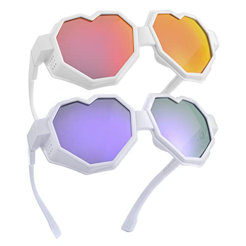 Image of laureles 2Pack Heart Shaped Goggle Y2K Sunglasses Women Fashion One Piece Oversized Love Sun Glasses Men