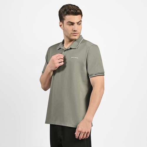 Image of Skechers Men Rayon Blend Solid Regular Fit T-Shirt