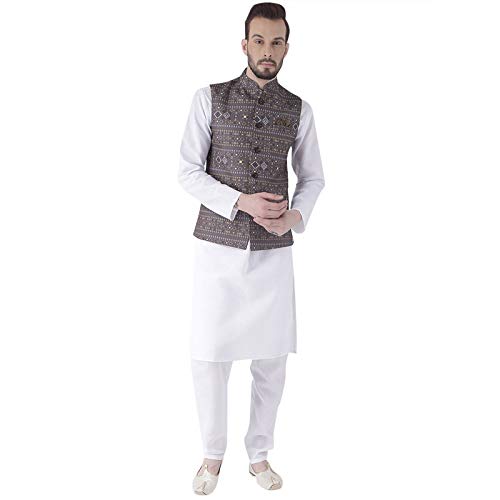 hangup mens 3pc Kurta Pajama Basket size 38 (3PC_38AWhite_KPW_38