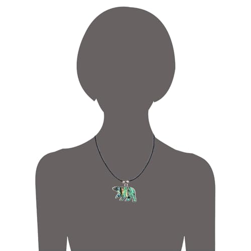 Abalone Shell Polar Bear Necklaces Silver for Women & Men on Wax Black Cord/Stainless Steel Chain (Little Polar Bear)3